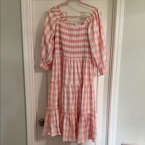 Ivy City Co Pink Gingham  Dress
